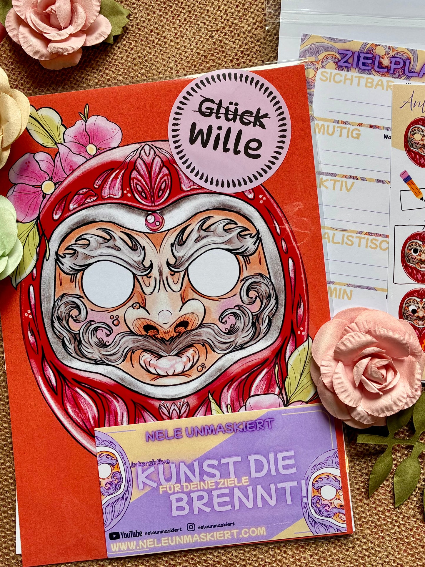 Rote Daruma Card Wille