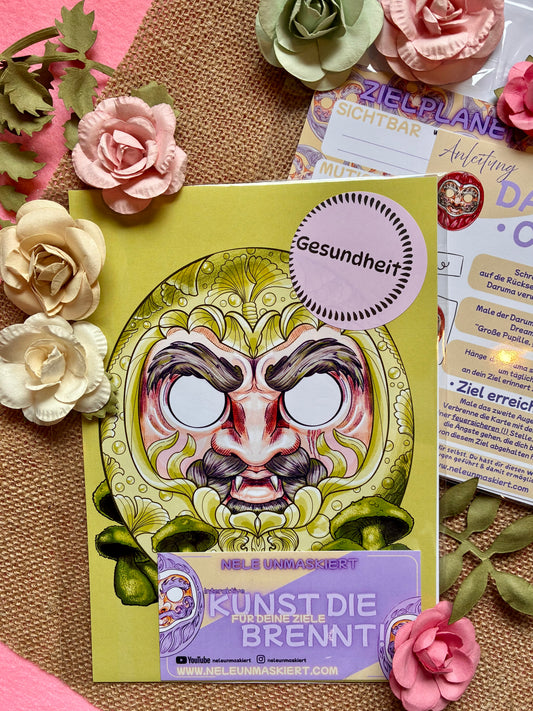 Grüne Daruma Card Gesundheit
