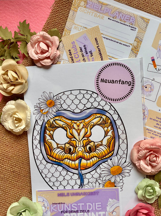 NEUANFANG weisse Tier Daruma Card Schlange