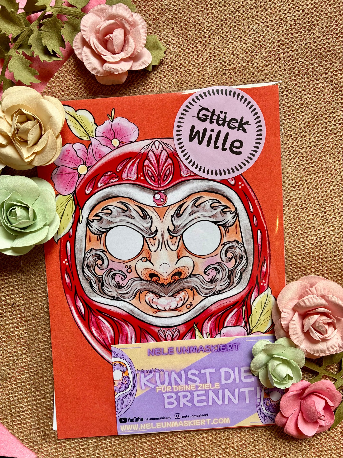 Rote Daruma Card Wille